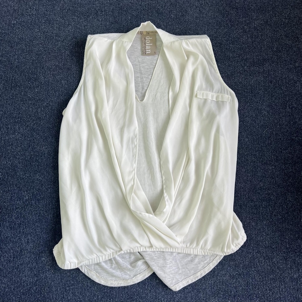 Dolan Left Coast Collection Blouse Womens Small White V Neck Sleeveless Top‎